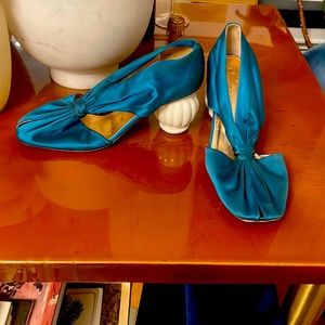 Mulberry green satin heels.